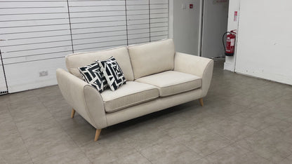'Chico' Cream Plaza Linen 2 Seater Sofa