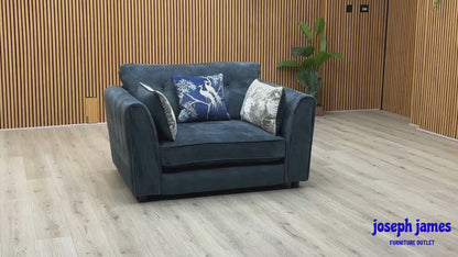 ‘Mariah’ Dapple Ocean Blue- Tri Chrome Insert Fabric Classic Back Snuggler Chair
