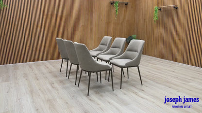 ‘Camino’ Taupe Faux Leather Set of 6 Dining Chairs