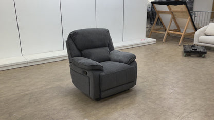 'Costa' Manual Recliner Charcoal Grey Weave Fabric Armchair