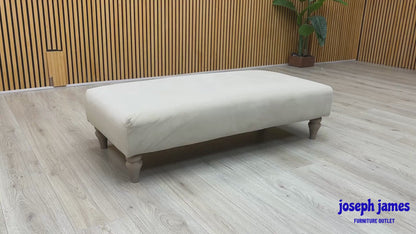 Ideal Home ‘Cotswold’ White Velvet Fabric Bench Footstool