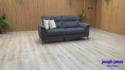 ‘Morgan’ Dexter Shadow Charcoal Grey Fabric 3 + 2 Seater Sofa Set - Power Recliner Sofa & Standard Sofa