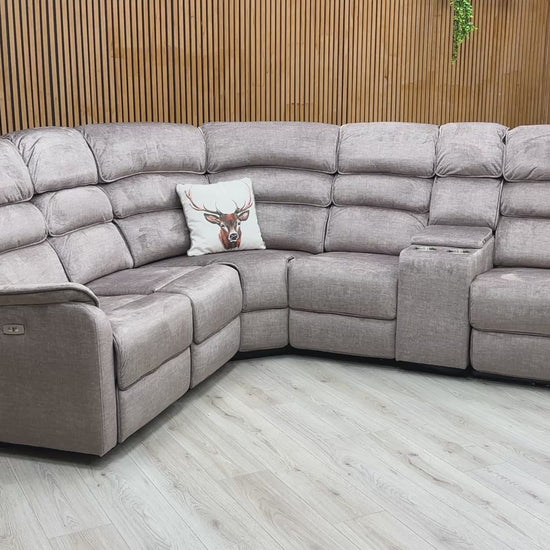 Video preview demonstrating the power recline and storage console features of the Savoy Sofa.