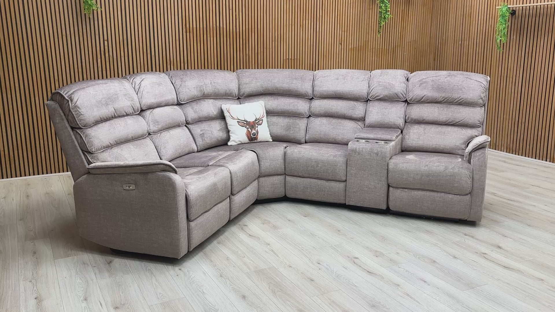 Video preview demonstrating the power recline and storage console features of the Savoy Sofa.
