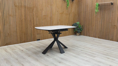 'Crete' White Ceramic Top Round Extending Dining Table