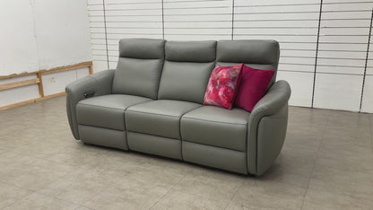 ‘Dublin’ Natural Ash La-4825 Leather 3 Seater Power Recliner with Power Headrest