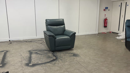 'Micah' Peacock Power Recliner Leather Armchair with Power Headrest