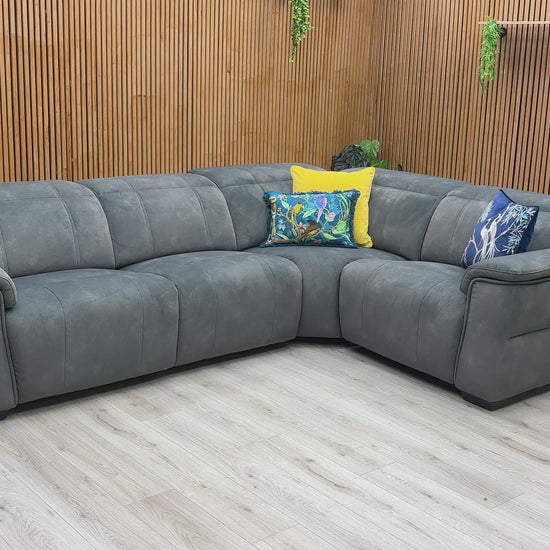 Video of a power recliner and power headrest functionality of the Inca Dexter Moss Velvet Sofa