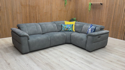 Video of a power recliner and power headrest functionality of the Inca Dexter Moss Velvet Sofa