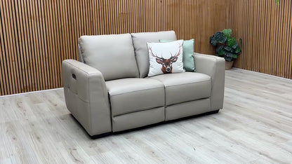 ‘Dinky’ Oyster Cat-40_08 Leather 2 Seater Power Recliner Sofa