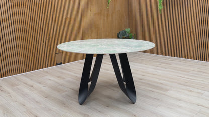 ‘Minnesota’ Green Ceramic Top 135cm Round Dining Table