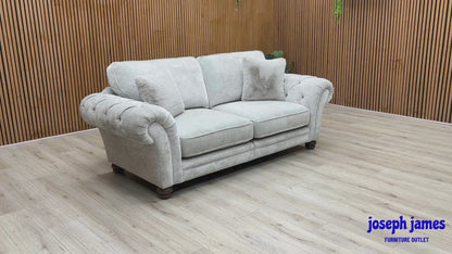 Ideal Home ‘Cotswold’ Burford Platinum Grey Fabric 3 Seater Classic Back Split Frame Sofa