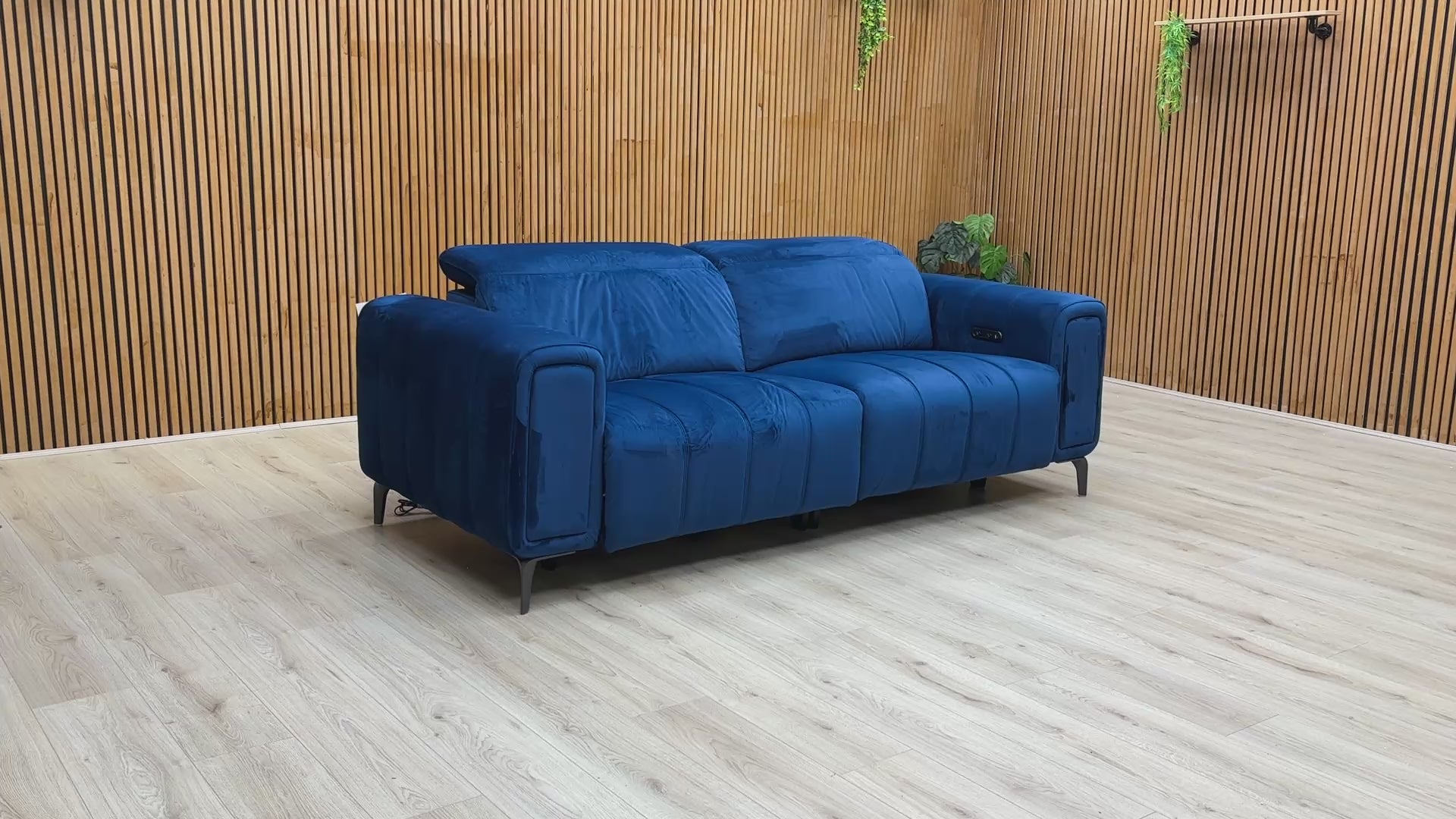 Video of texture shot of the Royal Blue 50495 Opulence Velvet fabric, highlighting the soft pile and deep colour.