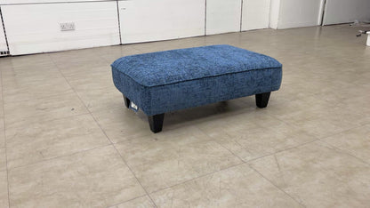 ‘Iris’ Blue Woven Fabric Banquette Footstool