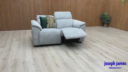 ‘Dolomite’ Dexter Smoke Blue Velvet 2 Seater Power Recliner Sofa with Power Headrests