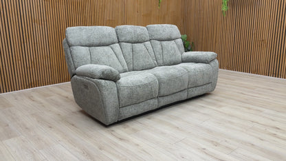 ‘Venice’ Nickel Grey Fabric Power Recliner 3 Seater Sofa