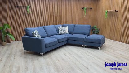 ‘Legend' Cosmo Navy Fabric Right Hand Facing Classic Back Corner Sofa