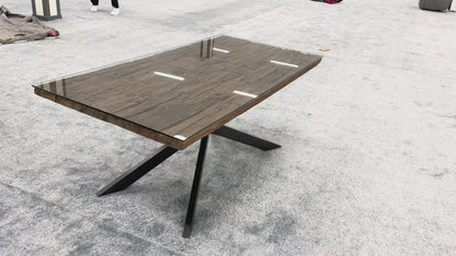 'Kiara' Reclaimed Wood Small 180cm Rectangular Dining Table with Black Legs