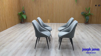 'Crete' Grey Fabric Swivel Dining Chairs - Set of 4