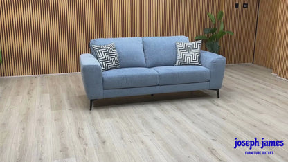 ‘Bocelli’ Shore Indigo Light Blue Fabric 3 Seater Sofa