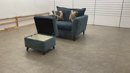 'Sofia' Marlon Atlantic Wf Fabric Power Recliner Snuggler Chair + Storage Footstool