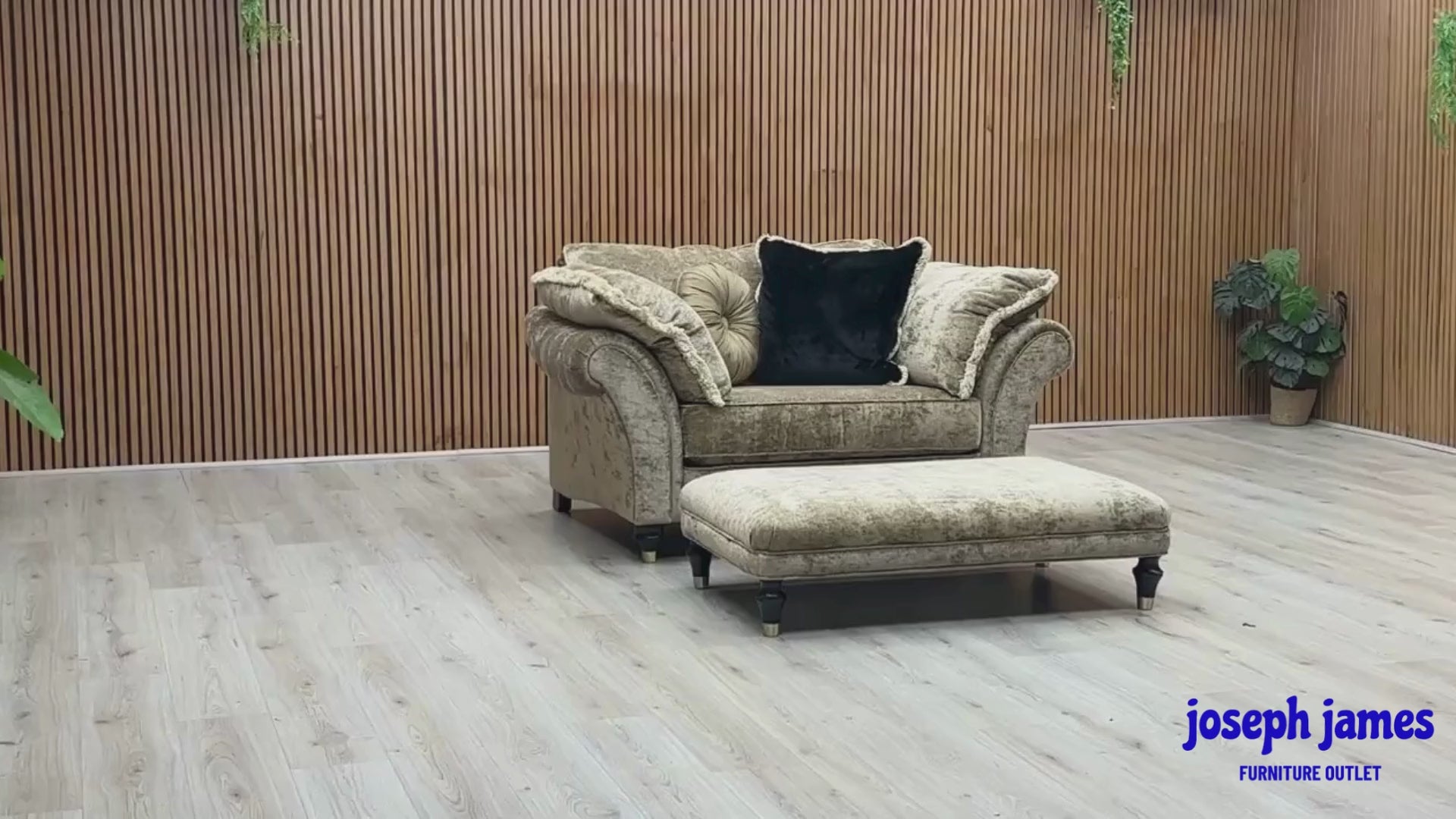 Video Of ‘Duresta Princeton’ classic reading chair and matching rectangular footstool set, beautifully upholstered in an opulent Monarch Gold fabric with traditional ruched detailing.