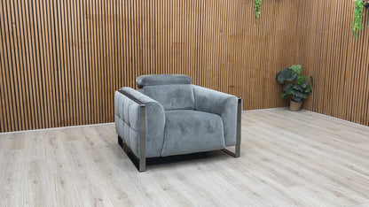 ‘Gisella' Manhattan Charcoal Linen Fabric Power Recliner Chair with Power Headrest