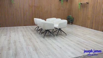 ‘Atlas’ White Corduroy Fabric Swivel Dining Chair - Set Of 6