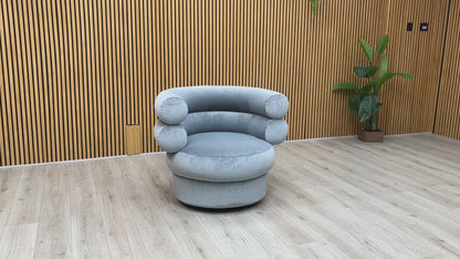 ‘Fitzrovia’ Mist Bluish Grey Linen Fabric Accent Swivel Chair