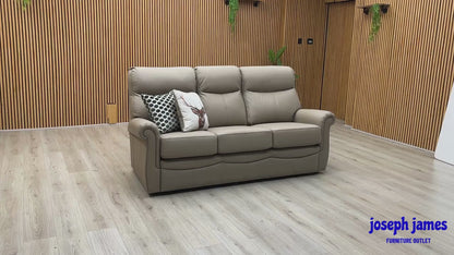 G Plan ‘Avon’ L846 Cambridge Taupe Leather 3 Seater + Lift and Rise Recliner Armchair Sofa Set