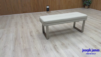 'Avorio' Neutral Faux Leather Low Dining Bench