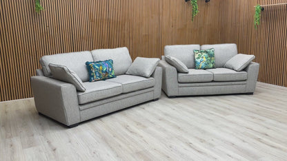 ‘Chalfont’ Orm Silver Tight Weave Fabric 3 + 2 Seater Sofa Set