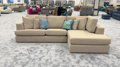 ‘Stratus’ Oatmeal Weave Fabric Right Hand Facing Corner Chaise Sofa