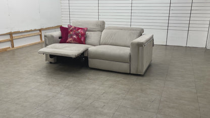 'Cora' Silver Velvet 3 Seater Power Recliner Sofa with Power Headrests