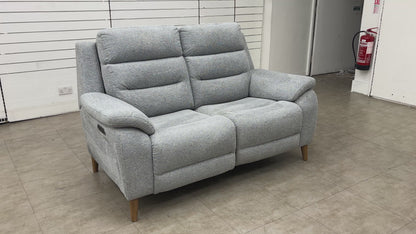 ‘Miller’ Light Grey Tight Weave Fabric Power Recliner 2 Seater Sofa