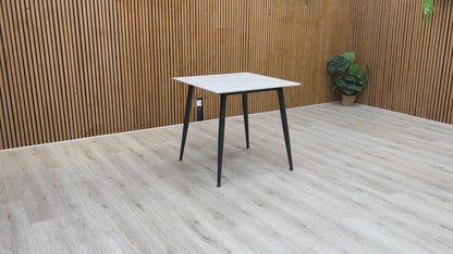 ‘Mason' White Ceramic Top 80cm Square Fixed Dining Table