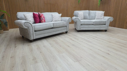 'Clara' Silver Woven Fabric 3 + 2 Seater Sofa Set