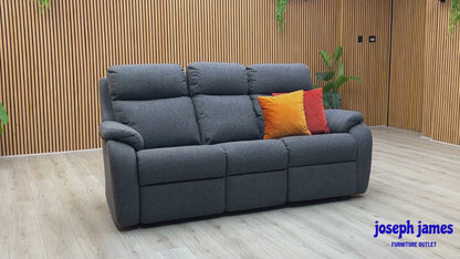 G Plan ‘Kingsbury’ A943 Roche Slate Grey Fabric 3 Seater Power Recliner Sofa with Power Headrests and Power Lumbar