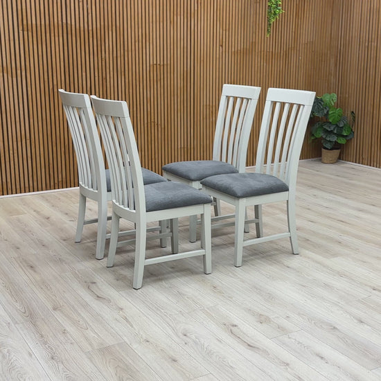Video of the features and design of the Hamilton Hand Painted Grey Wooden Chairs.