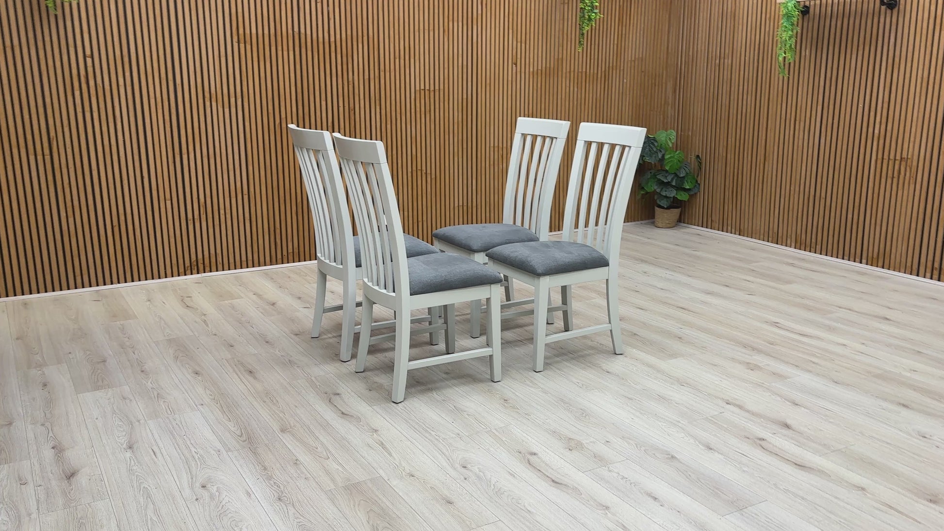 Video of the features and design of the Hamilton Hand Painted Grey Wooden Chairs.