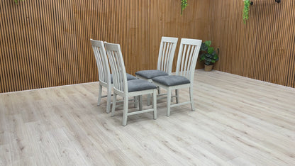 Video of the features and design of the Hamilton Hand Painted Grey Wooden Chairs.