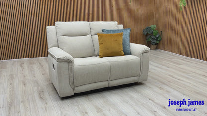 ‘Miro’ Natural Fabric 2 Seater Manual Recliner Sofa