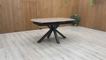 'Raul' Argile Grey Ceramic Top 160cm Swivel Extending Dining Table