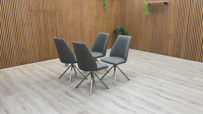 ‘Grigio’ Grey Upholstery Set of 4 Dining Chairs