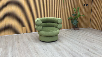‘Fitzrovia’ Leaf Green Linen Fabric Accent Swivel Chair