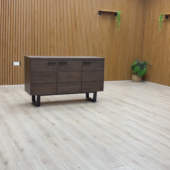 Product walkthrough of the Mars 3-door sideboard, demonstrating the smooth door operation and spacious interior shelving.