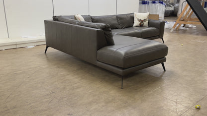 ‘Nuela’ Winter Oak Lisbon Leather Right Hand Facing Arm Open End Corner Sofa