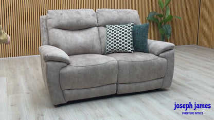 ‘Sloane’ Marble Charcoal Grey Velvet Fabric 2 Seater Power Recliner Sofa
