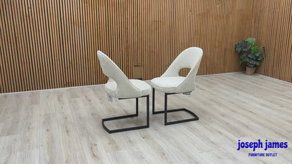 'Tiber' Alabaster Beige Fabric Cantilever Dining Chairs - Set of 2