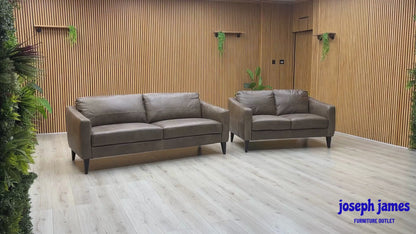 'Oslo' Chestnut Brown Italian Distressed Leather 3 + 2 Seater Sofa Set